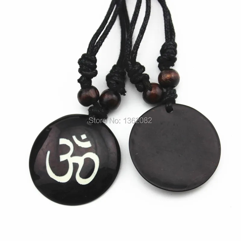 AUM OM Ohm Hindu Buddhist Hinduism Yoga India yak bone Carving Pendant Necklace Amulet Lucky Gift Tribal Fashion Jewelry MN578 - Image 2
