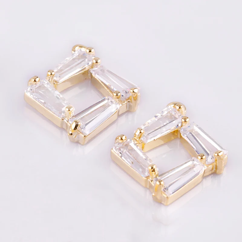 

K color Gold color plated copper clear Zircon Square drop floating Pendants for jewelry making Charms accessories 15*13mm 5pcs