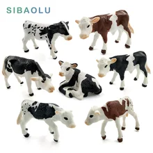 Fazenda de aves kawaii simulação mini leite vaca gado touro bezerro plástico boi modelo animal estatueta figuras brinquedo decoração da sua casa
