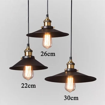 

American vintage e27 loft pendant black single head bar table pendant light kitchen room hanging lights fashion design