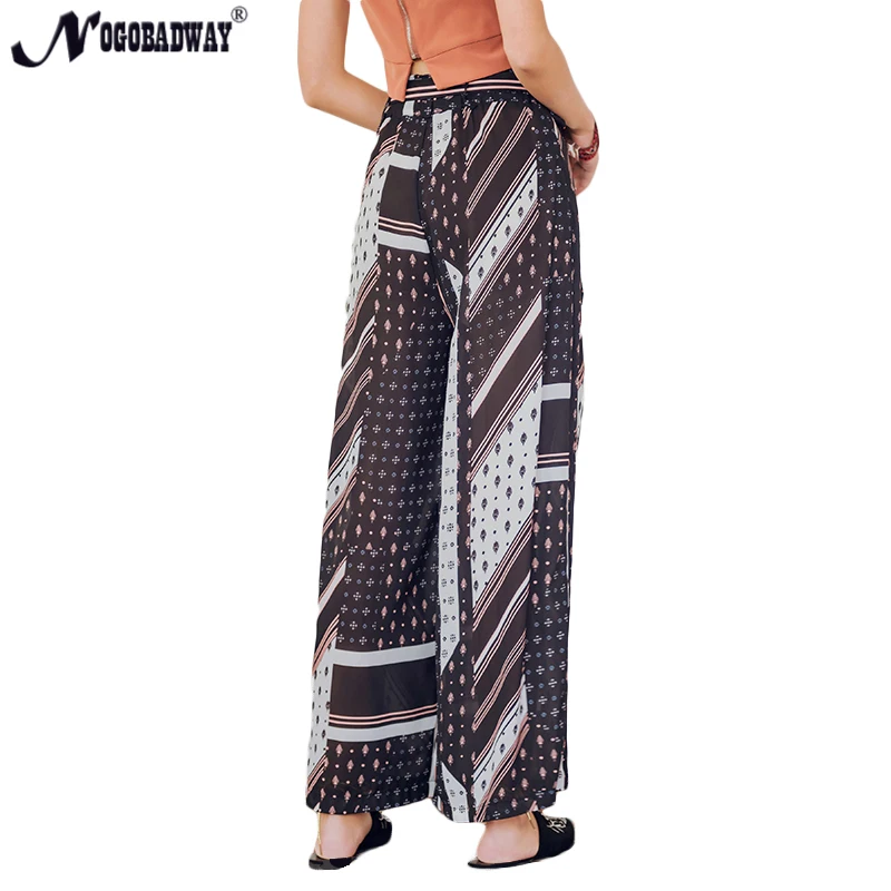 2018 New Split Wide Leg Bohemian Beach Pants for Women Summer High