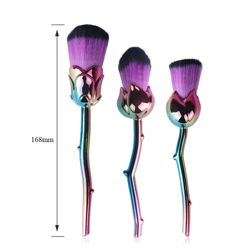 6PCS Makeup Brushes Kit Multicolored Rose Flower Shape Make Up Brush Collection  (3)
