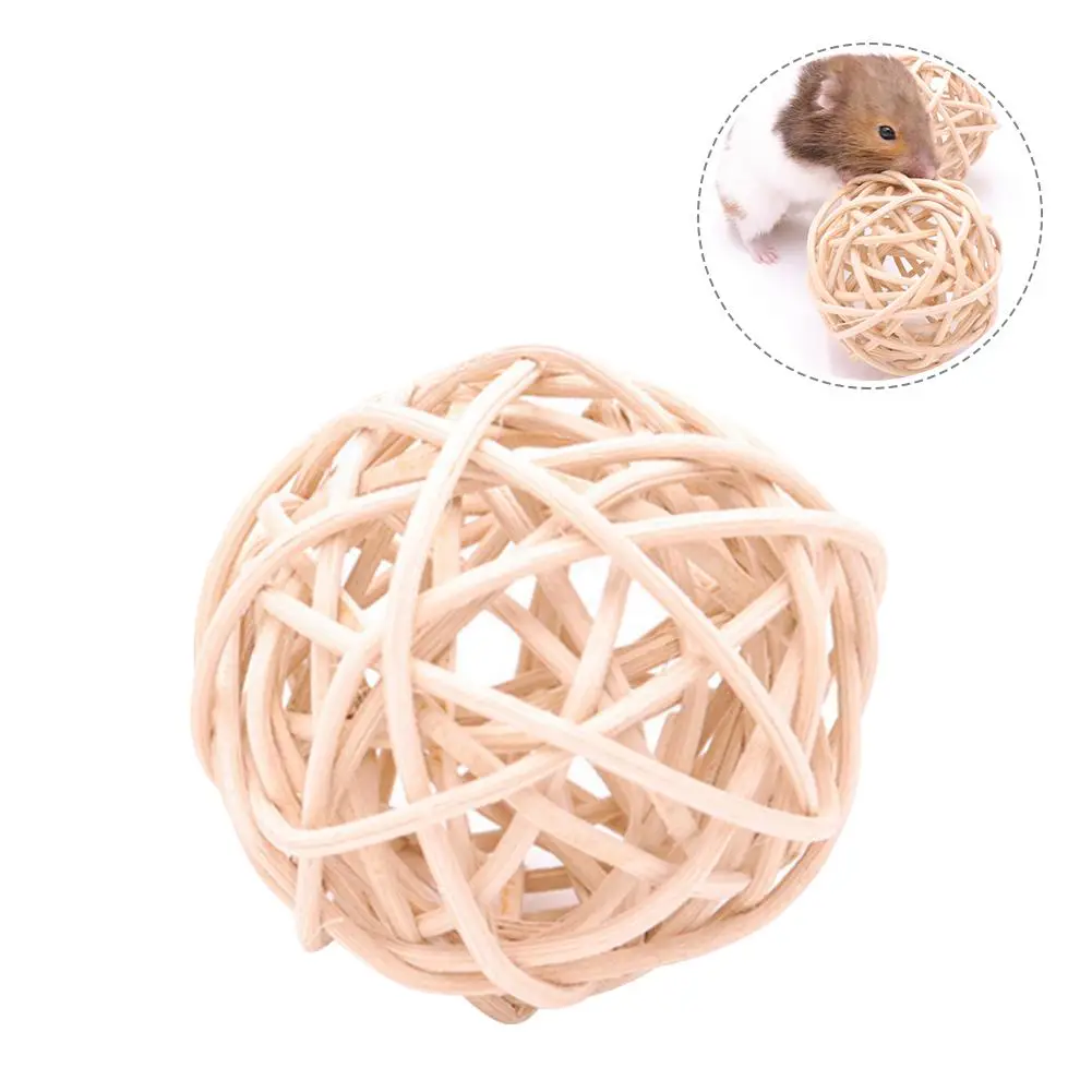 Handknitted Hamster Chewing Toy Natural Rattan Ball For Rabbit Syrian