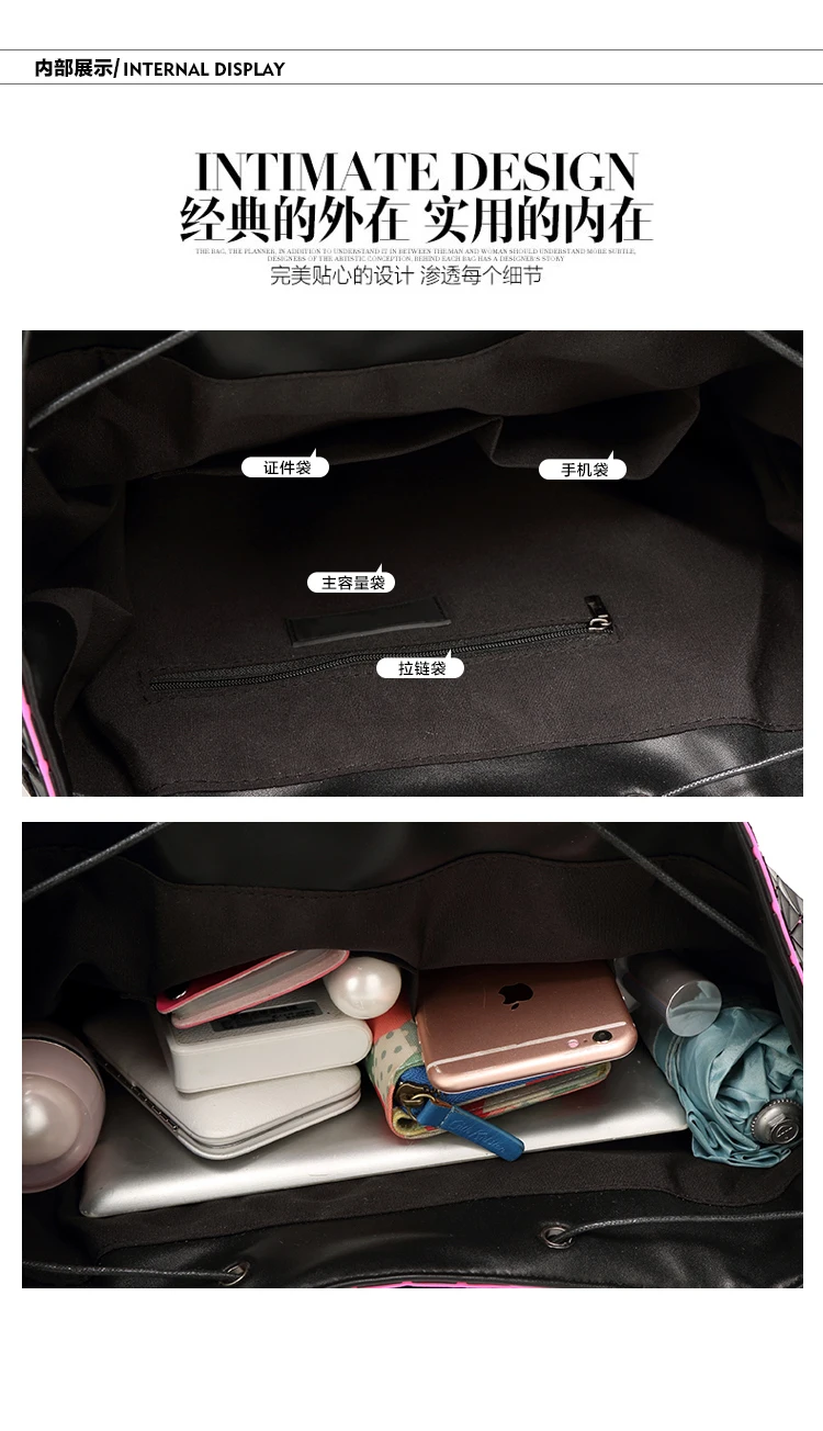 Lasen bag 2017 BaoBao Silica gel backpack female Fashion Girl Daily backpack Geometry Package Sequins Folding Travel Bags (30)