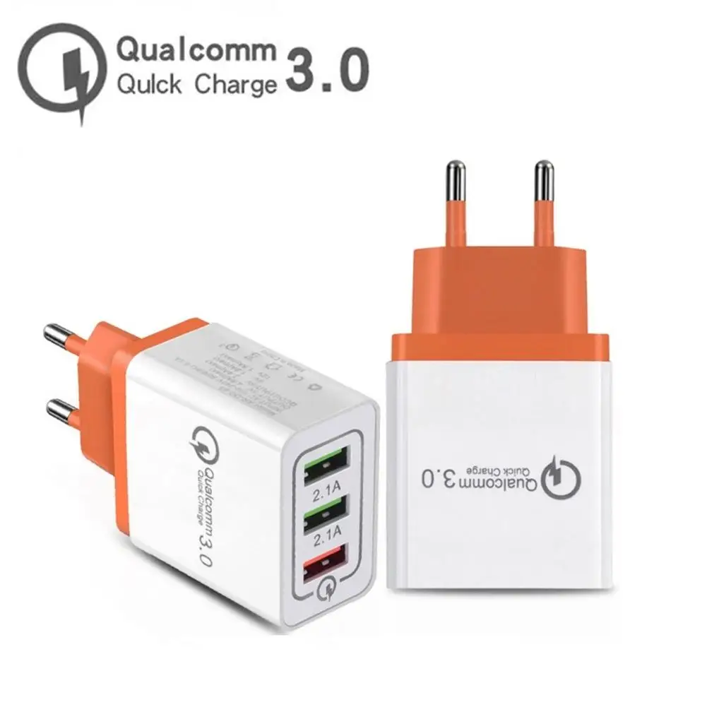 

NEW Quick Charging QC 3.0 Smart Charger 3 USB Port Mobile Phone Flash Adapter EU Plug US Plug Travel 18W Portable Wall Charger