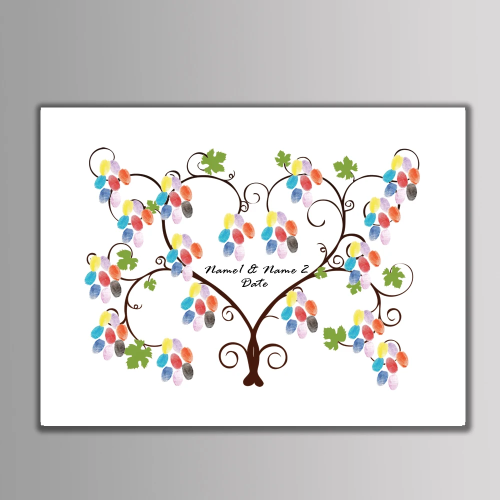 

Creative Fingerprint DIY Signature Guest Books For Wedding Party Decoration Fingerprint Tree Canvas Painting