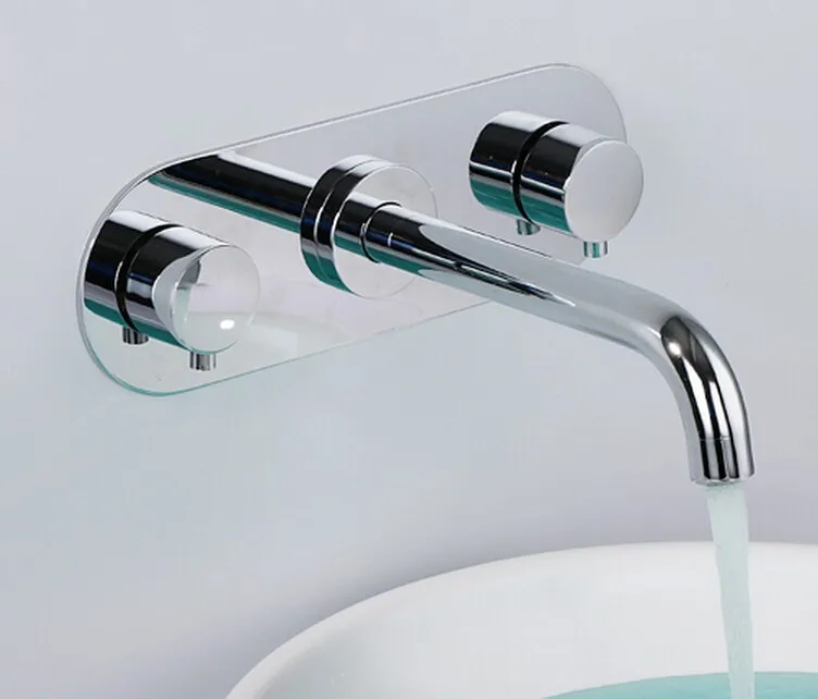 

Free shipping Wall Mounted Torneira Banheiro Copper Hot and Cold Water Basin Mixer Basin Faucet BF066
