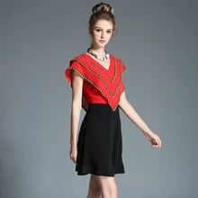 European Summer Dress V-neck Cloak Sleeves Loose Big Size Chiffon Dress L XL XXL XXXL 4XL 5XL Plus Size Women Clothing XR150