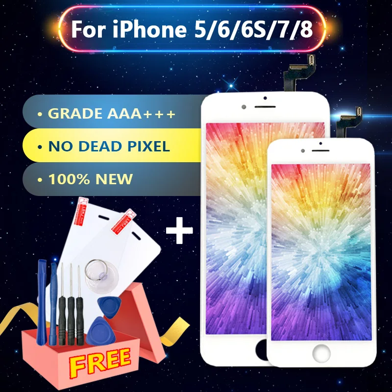

Grade AAA+++ For iPhone 5 6 6S LCD With 3D Touch Screen Digitizer Assembly Repalcement For iPhone 7 8 Display No Dead Pixel