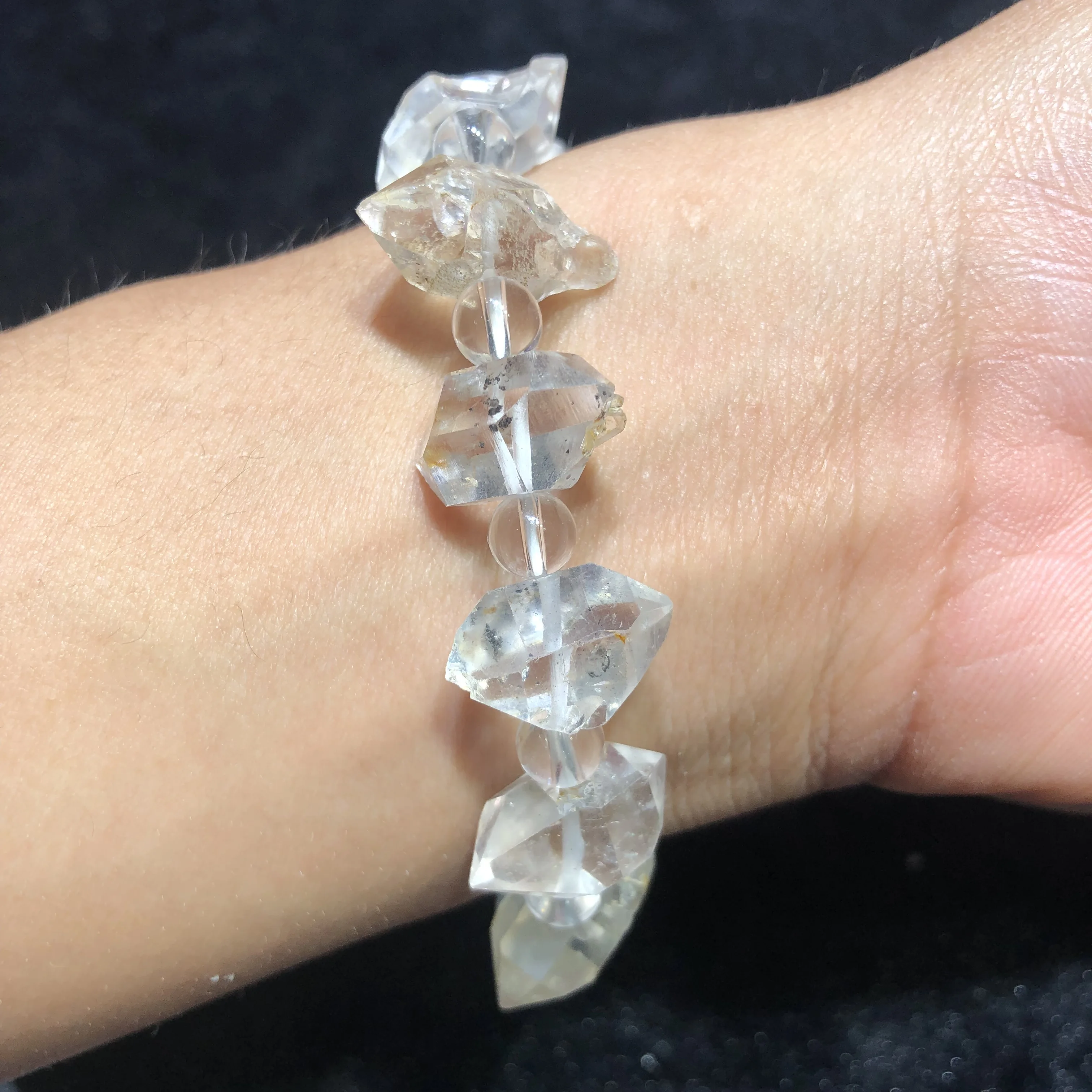 Бриллиантовый браслет с натуральным камнем и минеральным геркимером необработанный кварцевый браслет