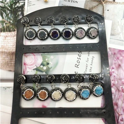 

Natural round earring girl earring quartz stone gem earrings fashion lovely