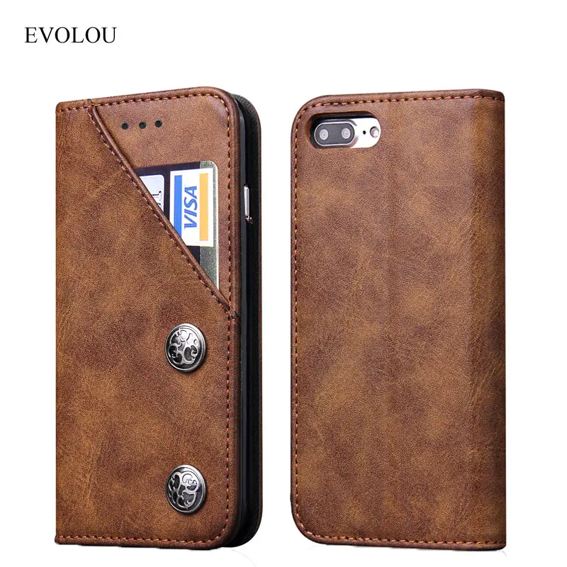 EVOLOU Вертикальная поясная сумка Зажим для ремня кожаный чехол для iphone 7 6s Plus универсальная сумка для телефона для Xiaomi huawei LG кобура слот для карт