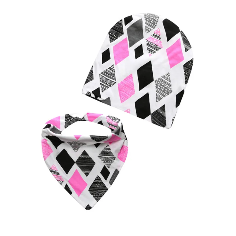 

2018 new arrival spring warm star cartoon baby beanies+bib sets kids headwear caps & burp suits boys girls hats accessories
