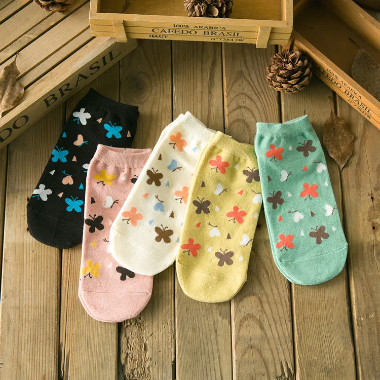 10 pieces = pairs new arrived 2016 Korea style cute cartoon female butterfly women summer socks, nice women sock slippers