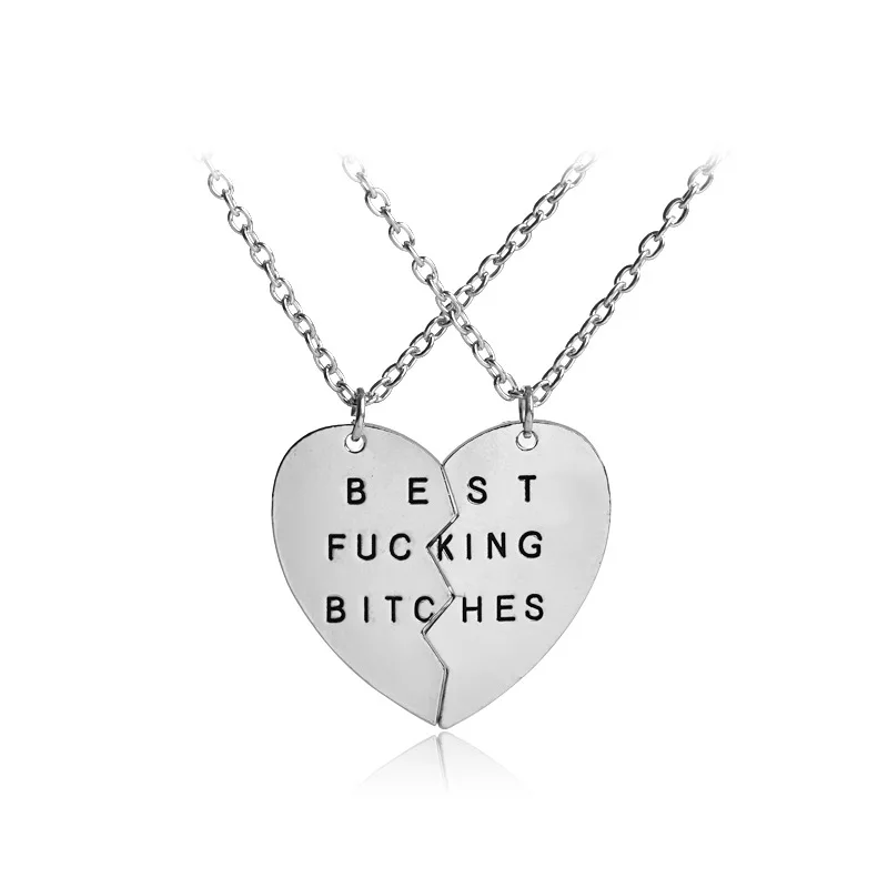 

Europe and the United States jewelry two-piece mosaic love pendant best bitches love girlfriends necklace quick sale explosions