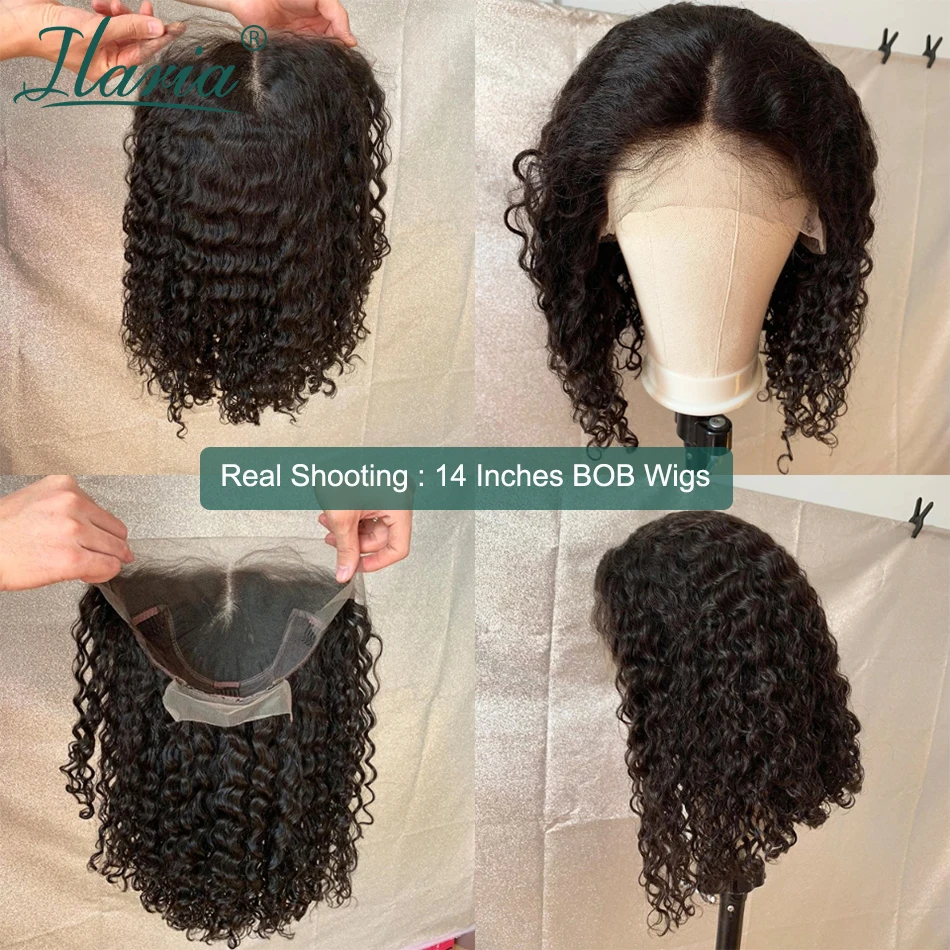 Online Pelucas de pelo humano con frente de encaje rizado Jerry corto Ilaria para mujeres negras pelucas de pelo Remy brasileño con pelo Bady