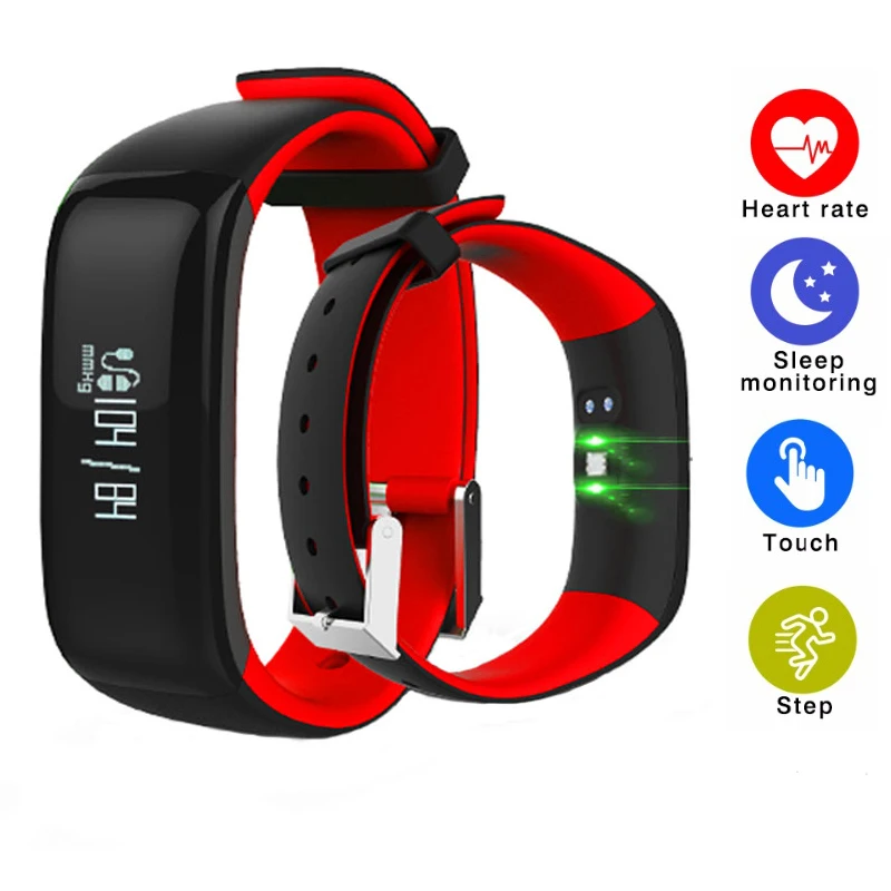 

P1 Heart Rate Monitor Smart Wristband Smartband Watches Blood Pressure Bluetooth Smart Bracelet Fitness for Android IOS Phone