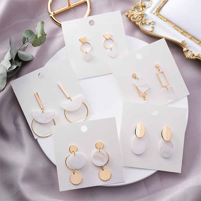 

Heart Circle Shell Fashion Girl Women Elegant Simple Geometric Dangle Jewelry Oval Round Drop Square Hollow Bohemia Earrings