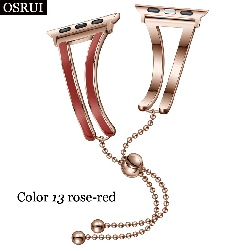 rose-red Ремешок для Apple watch band 42 мм 38 мм iWatch band 44 мм 40 мм Ювелирные изделия из нержавеющей стали ремешок для часов браслет 4 3 2 1 Аксессуары для часов - Цвет ремешка: rose-red