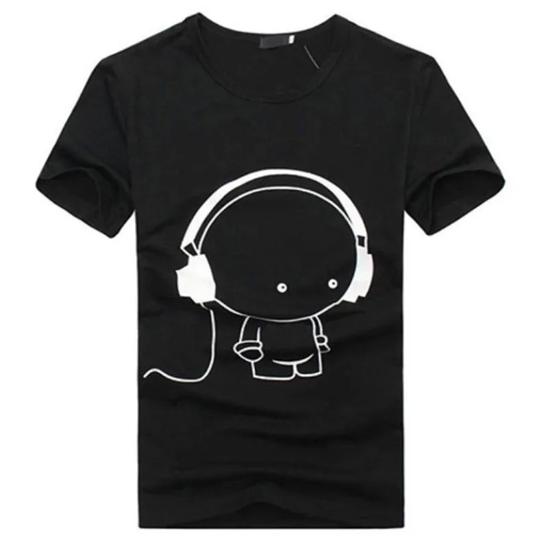 DJ Dude T Shirt Black and White Simple Headset Music T Shirt Top Mens