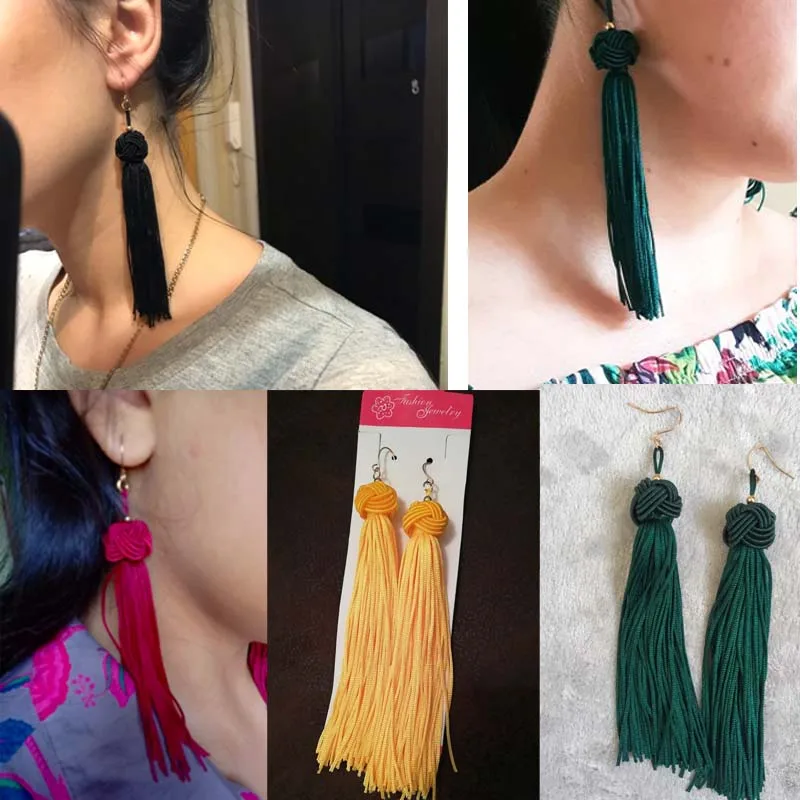 Bohemian Handmade Weave Drop Earrings Fashion Long Tassel Earrings for Women Statement Fringing Jewelry valentines day gift