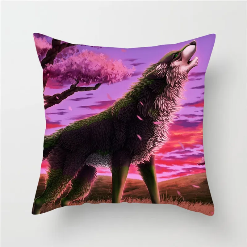 Fuwatacchi Cute Dogs Cushion Covers Dog Couple Pillow Covers for Home Sofa Decor Funny Flowers Manor Square Plush Pillowcases