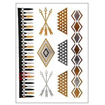 

Temporary Tattoos Gold Silver Metallic Tattoo arm body tattoo cool bracelet bohemian style makeup hand back DIY golden Tattoos