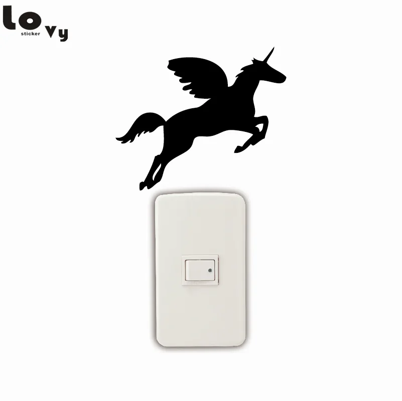 Pegasus Единорог Переключатель стикер мультяшка силуэт лошади виниловые наклейки