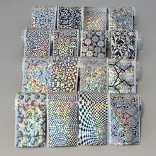 16 шт. клей Лазерный Звездное небо для ногтей Фольга Набор для нейл-арта переводная наклейка для ногтей типсы набор украшений LF01-16