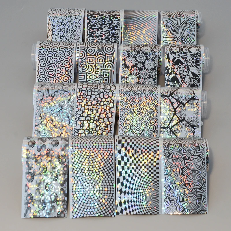 

16Pcs Adhesive Laser Starry Sky Nail Foil Set Nail Art Transfer Sticker Nail Tips Decorations Kit LF01-16