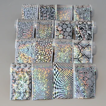 

16Pcs Adhesive Laser sparkly Sky Nail Foil Set Nail Art Transfer Sticker Nail Tips Decorations Kit LF01-16