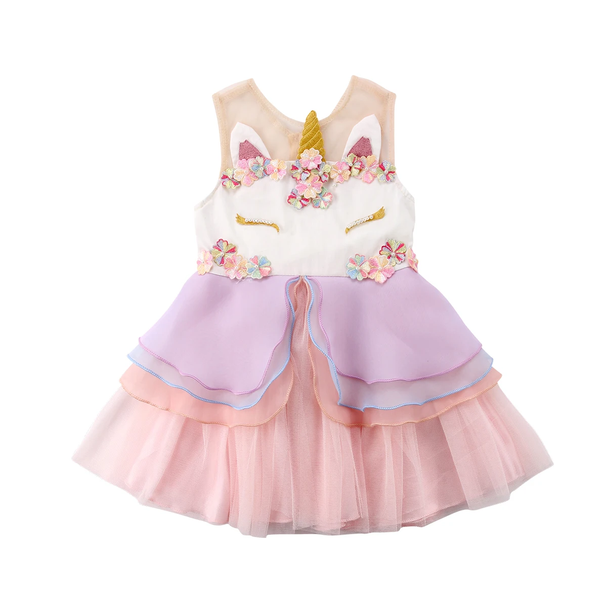 

Fancy Chiffon Kids Girls Clothing Dresses Gown Tutu Ruffles Tiered Party Formal Tulle Flower Dress Girl 0-6T