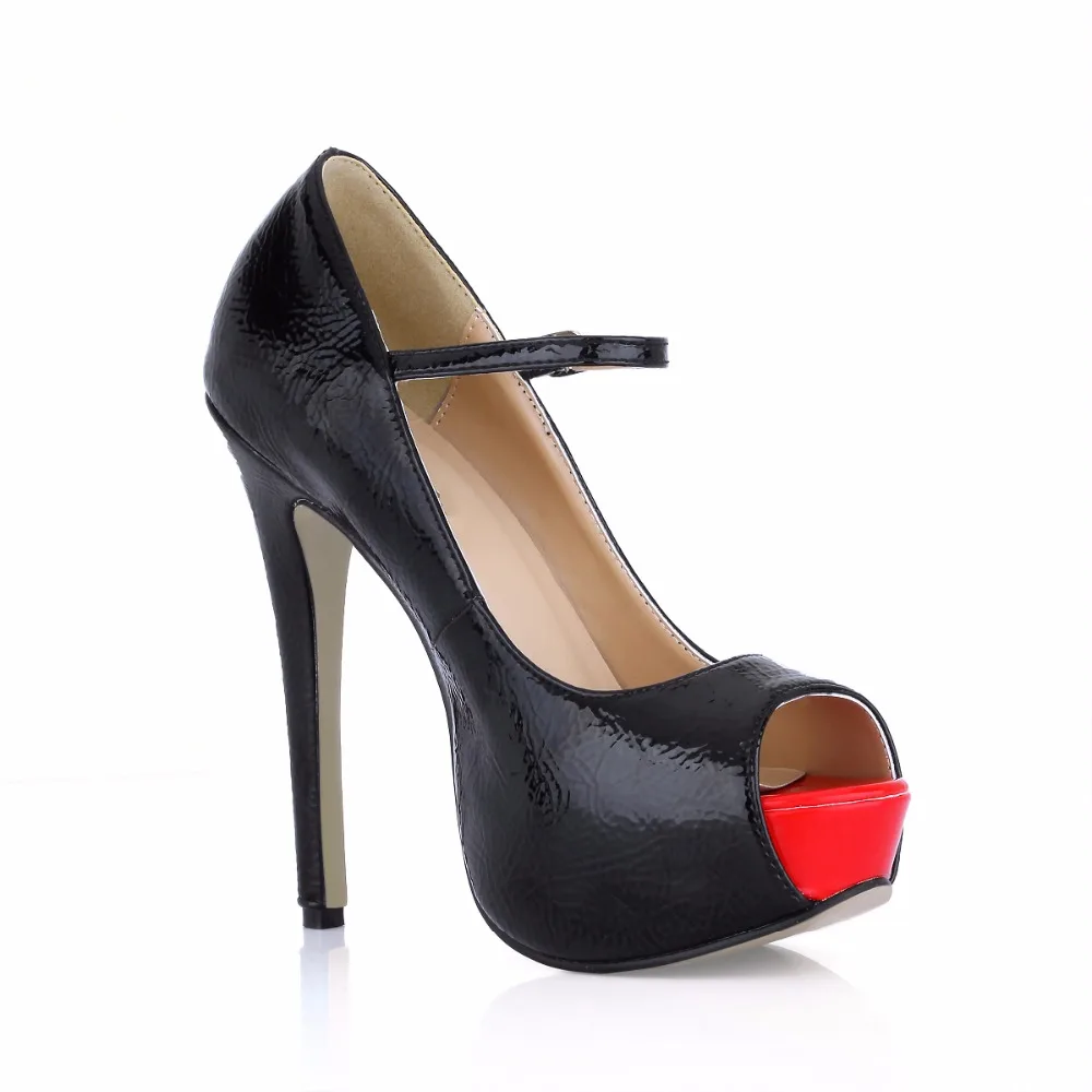 

Fashion New women mujer open peep toe platform dress Patent Leather super heels high heel wedding shoes for women ladies pumps