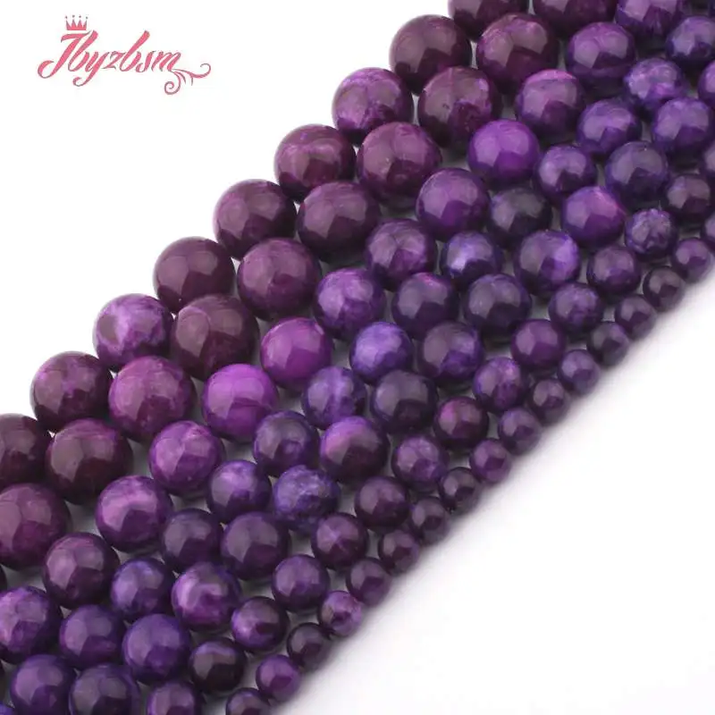 Гладкие Круглые Бусины Charoite Jades незакрепленные каменные бусины для