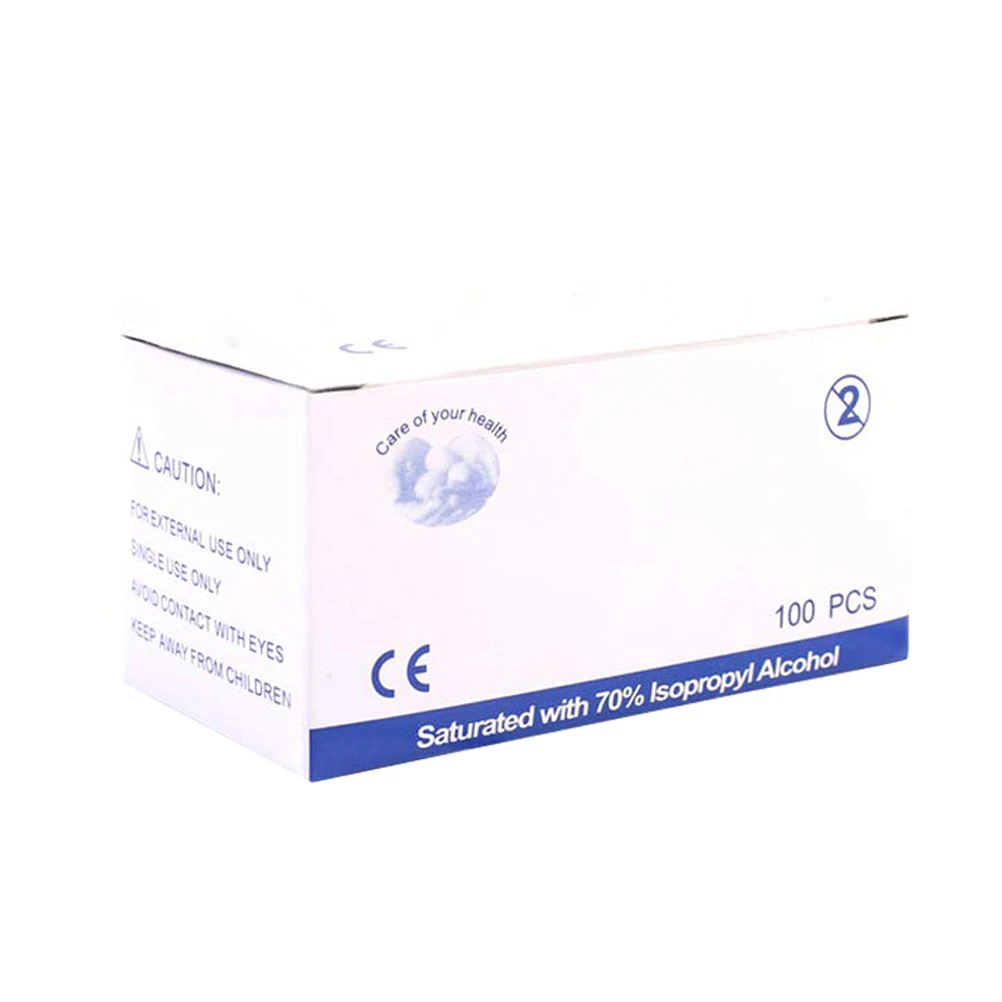 100 шт. Professional спиртовые тампоны колодки Влажные салфетки 70% Isopropyl первой помощи дома очищающее средство для кожи стерилизации портативный чистая ткань