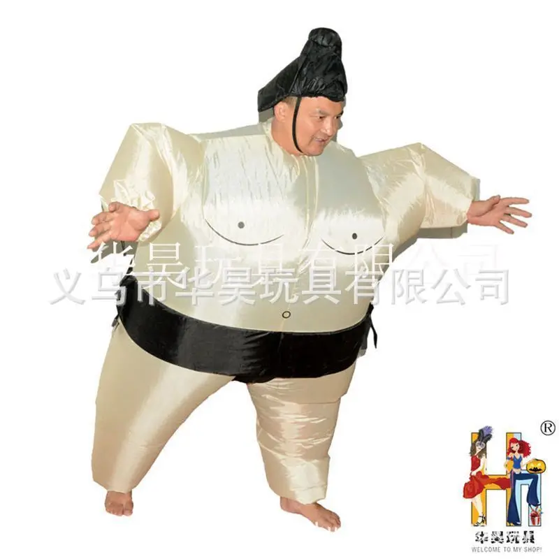 Sumo Sumou Wrestler Cosplay Costume Halloween Funny Dress Inflatable Suit Outfit