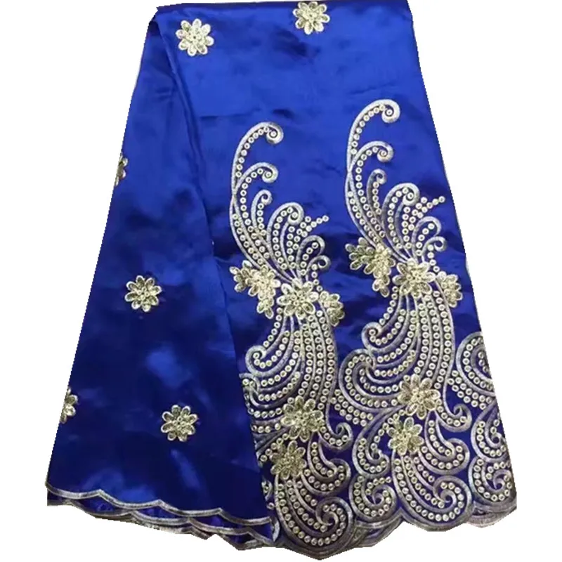 

2017 Royal Blue Nigerian silk George with sequins High Quality Nigeria Georges for wedding dress Nigerian Lace Fabrics zgl-152