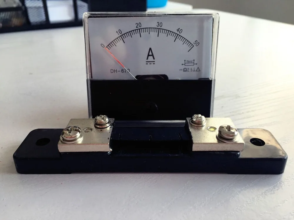 Pointer Analog Amp Panel Meter Current Ammeter DC 0 50A 50A with shunt