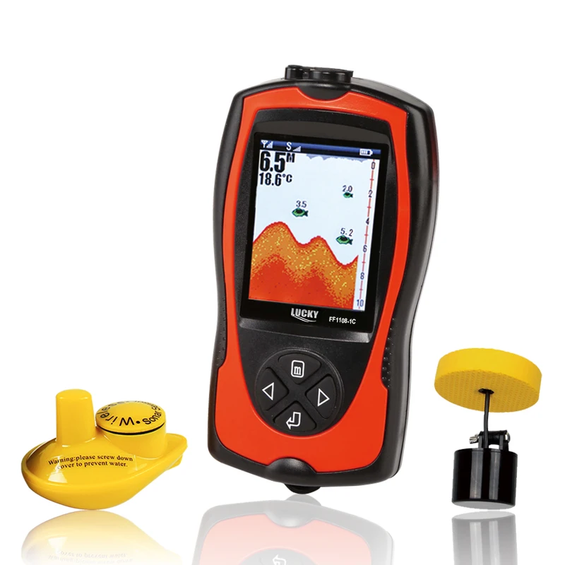 

Lucky Portable fish finder FF1108-1C Echo sounder 2-in-1 Wireless&Wired Sonar Transducer Echo sounder for fishing in Russian