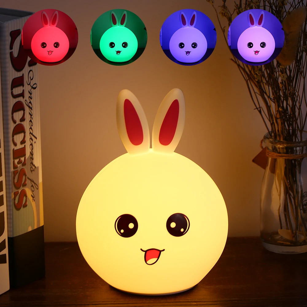 Tomshine изменяемый RGB цвета ночник USB светодио дный перезаряжаемые led силиконовые кролик лампы коснитесь управление для ребенка Детская комната