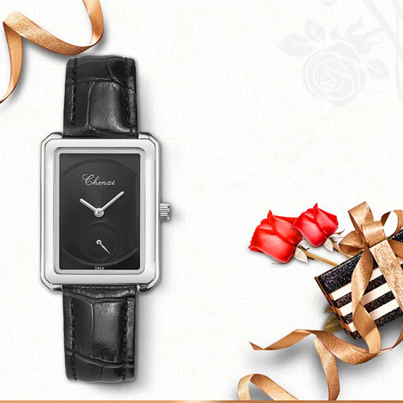 

CHENXI Business Simple Quartz Watch Women Square Small Three-pin Leather Belt Waterproof Student Ladies Watches relogio feminino