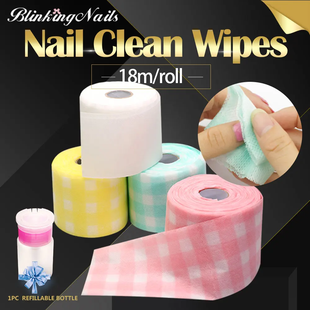 BlinkingNails 18m/roll Lint Free Wipes for Nail Art Cleaner Nails Lint
