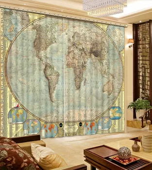 

Photo Customize size 3D Curtain World Map Blackout Shade Window Curtains Bathroom Curtain Curtains For Bedroom