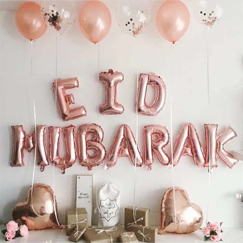 EID Mubarak розовое золото шар в форме буквы золотые фольги воздушные шары для мусульманских исламских вечерние украшения Eid al-firt Рамадан вечерние поставки