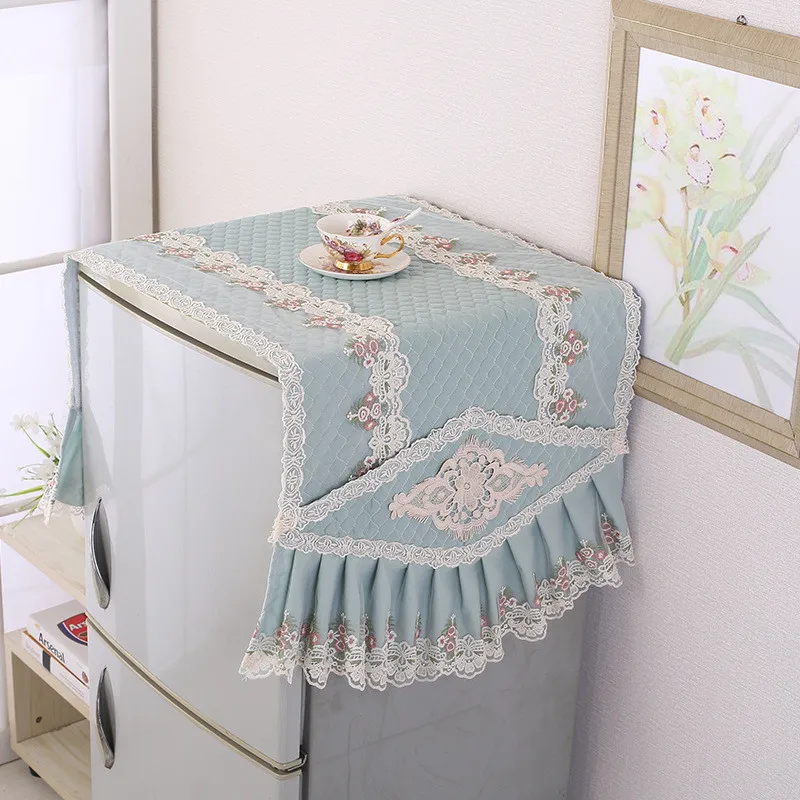 Холодильник пыли Чехол холодильник крышка двойной двери корейский кружевной ткани утолщение стежка