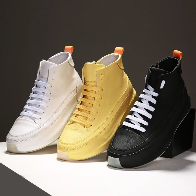 

New Arrival Mens White Causal Comfort Shoes British Leisure Breathable Leisure Shoes Man yellow Trending high heel Shoes male
