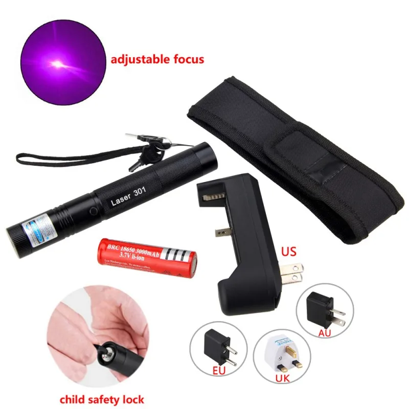 Военная лазерная указка с регулируемым фокусом перезаряжаемой батареей 18650 и