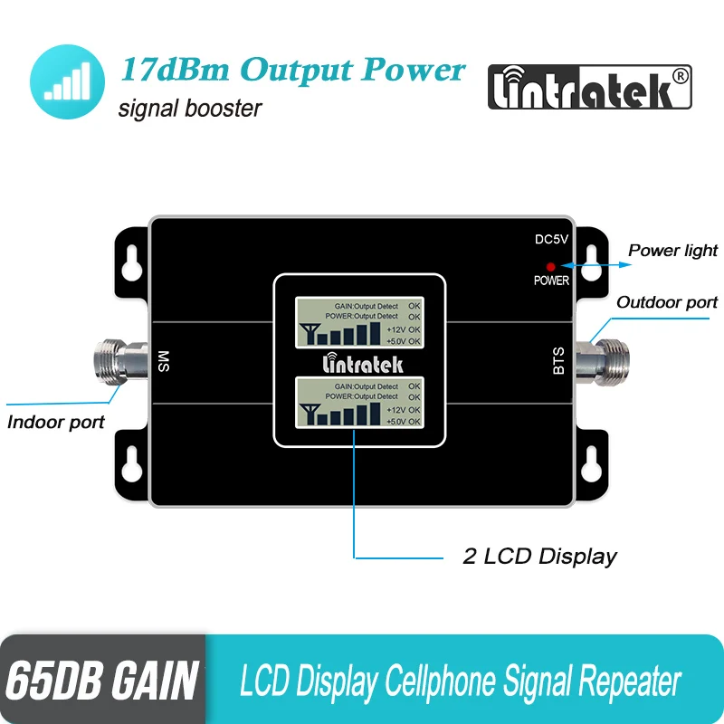Усилитель сигнала Lintratek 2G 900 3G 1800 усилитель сотового GSM DCS МГц Ретранслятор