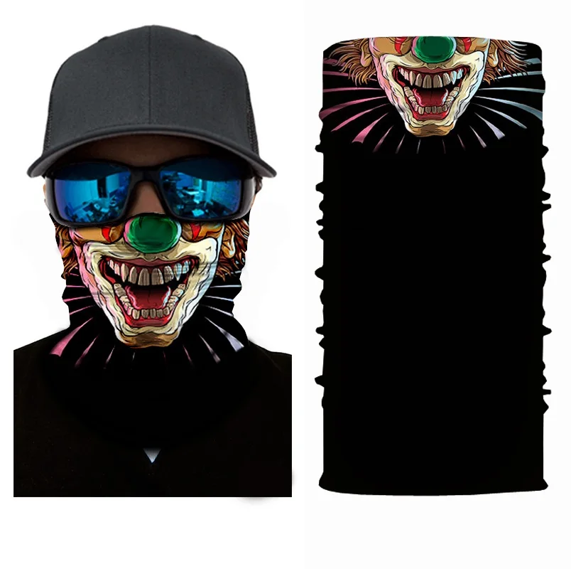 mens infinity scarf Clown Design Magic Headband Death Knight Pirate Scarf Skull Skeleton Ghost Ski Cycling Headwear Headband Motorcycle Neck Bandana head scarves for men Scarves