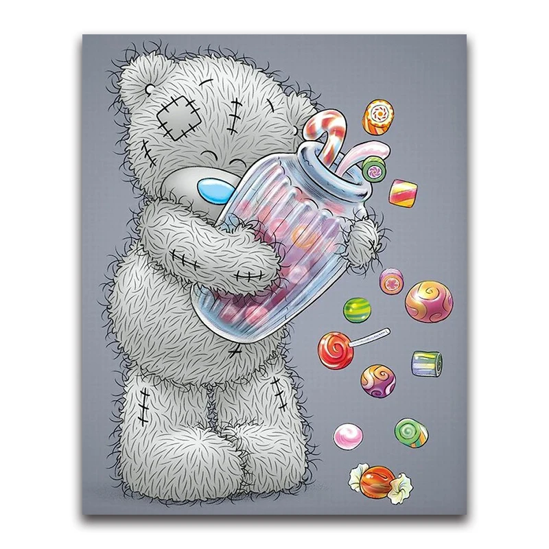 Full square Diamond painting Cross stitch Teddy bear 3D DIY Diamond embroidery Cartoon candy 5d full round Diamond mosaic sweet
